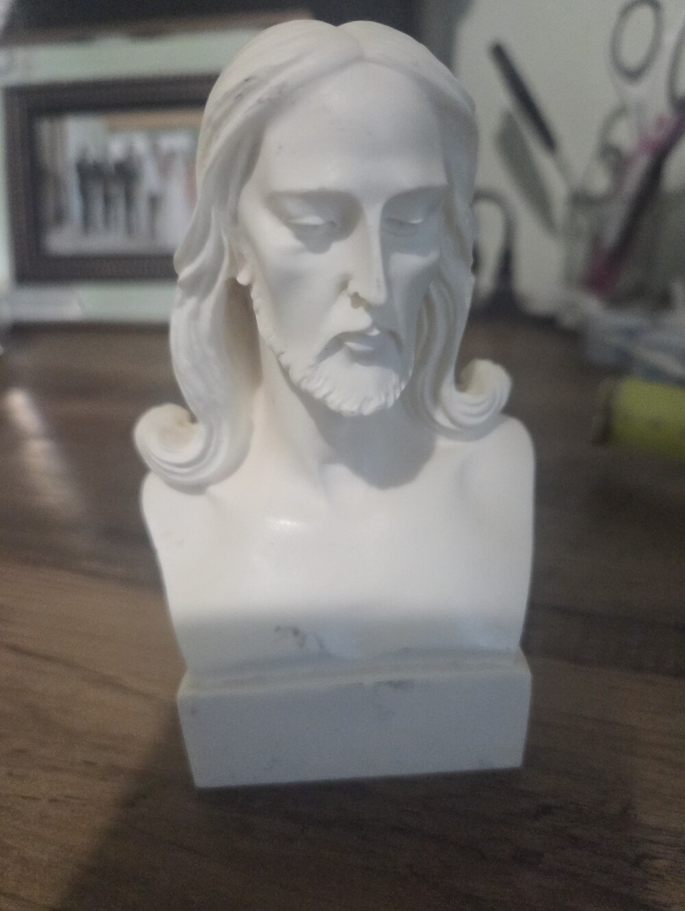 White Ceramic Jesus Bust Statue